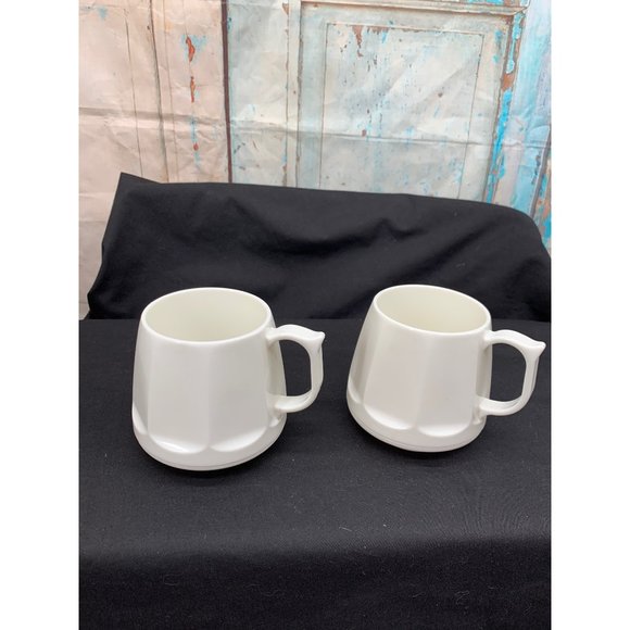 2 Cream/Off White Vintage Thermos Insulated Cups - Picture 1 of 5
